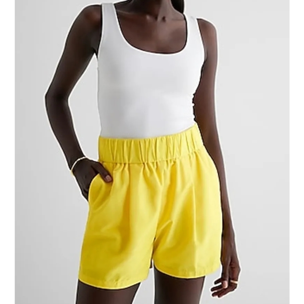 Express Yellow High Waist Shorts